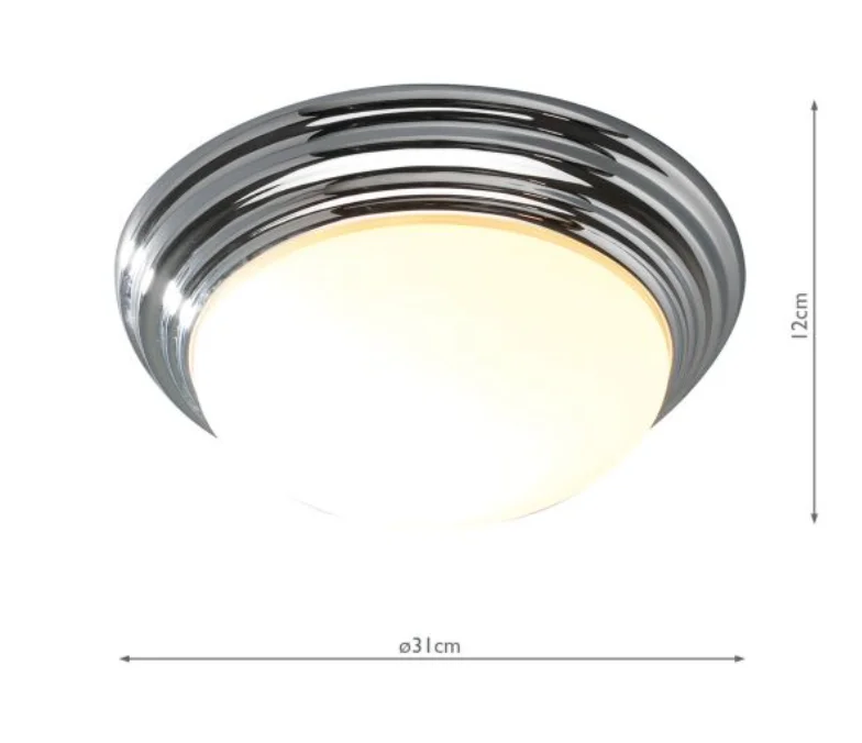 Barclay Small Bathroom Flush Polished Chrome Opal Glass IP44 - Image 2