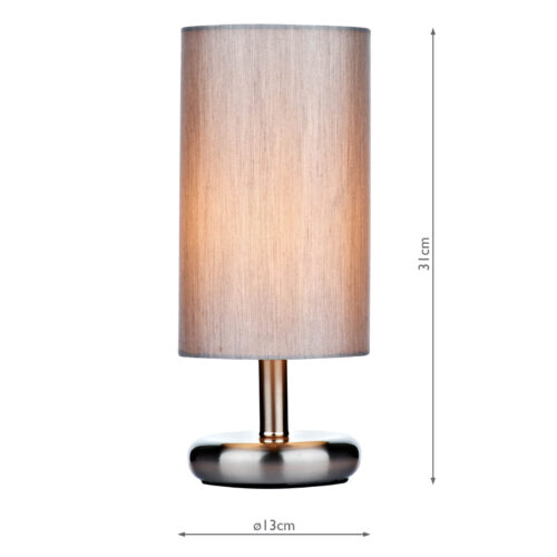 Tico Touch Table Lamp Satin Chrome With Shade - Image 2