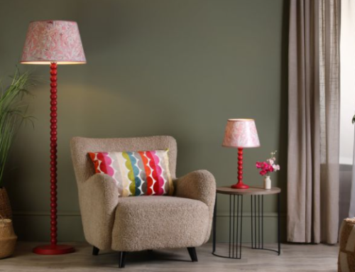 Spool Floor Lamp Red With Shade - Image 2