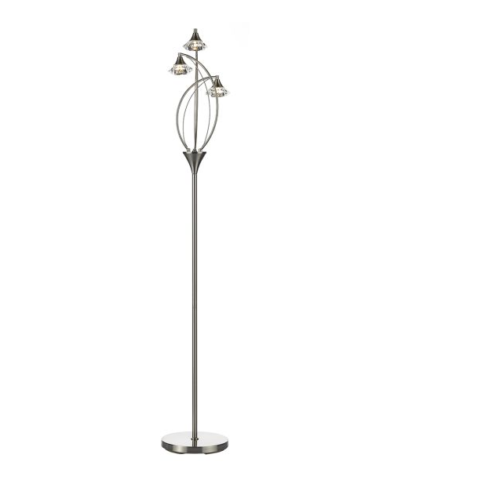 Luther 3 Light Floor Lamp Satin Chrome Crystal