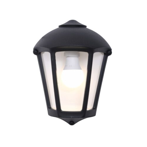 Fabio Black Clear E27 Half Wall Light